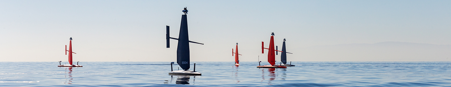 Saildrone Voyagers in water