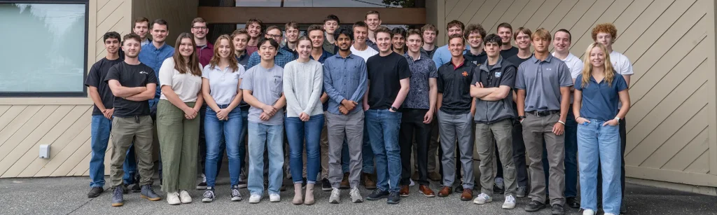 A group photo of 30 engineering interns