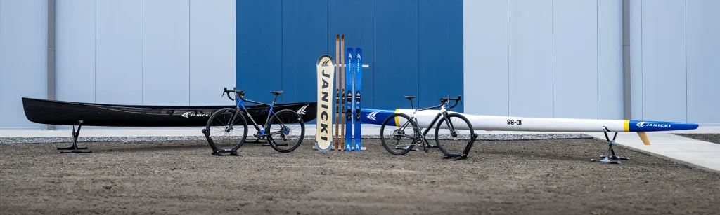 Janicki made canoe, bicycles, snowboard, skis and surf ski for Ski to Sea multi sport relay race