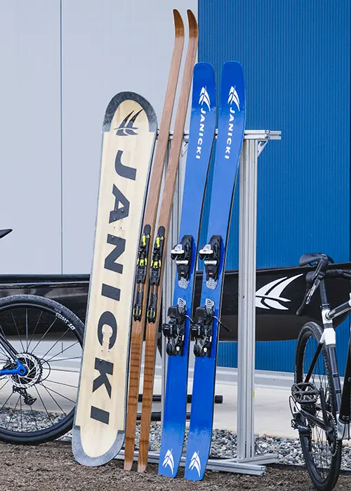 Skis and snowboard made for Ski to Sea
