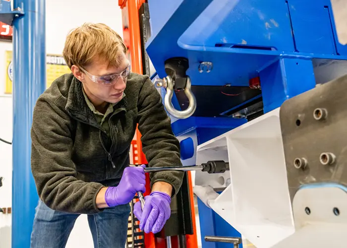 Engineer assembling Aerostructure